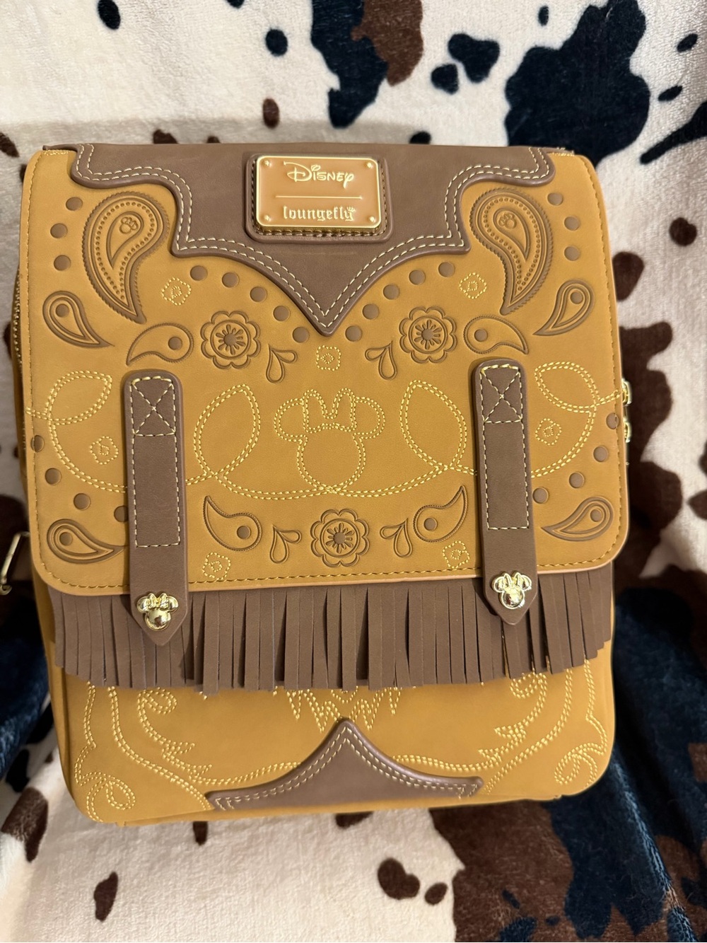 Loungefly Tan & Brown Fringe Embossed Backpack